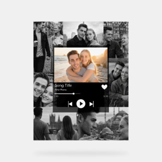 Señal Acrílica Colage de fotos de pareja con música de nuestra ca