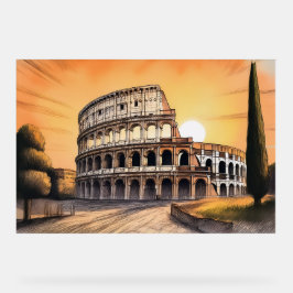 Señal Acrílica Coliseo anfiteatro romano antiguo durante dorado