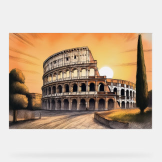 Señal Acrílica Coliseo anfiteatro romano antiguo durante dorado