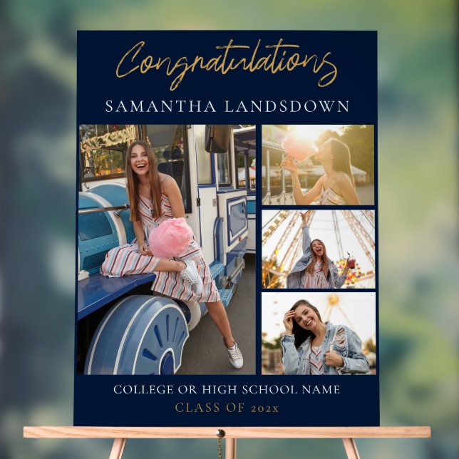 Señal Acrílica Collage de fotos de graduación 2024 (Neutral )