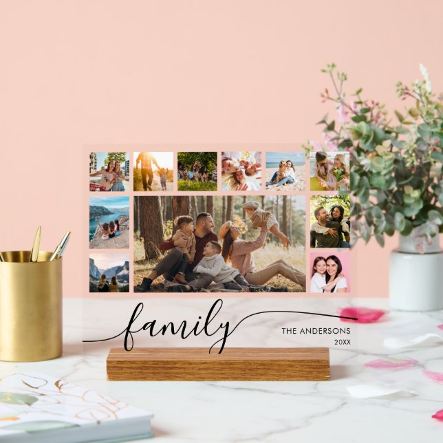 Señal Acrílica Collage de fotos familiar moderno y sencillo (Boda)