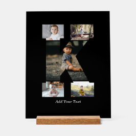 Señal Acrílica Collage de fotos K de letras negras y blancas