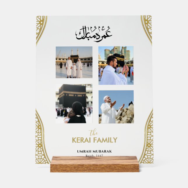 Señal Acrílica Collage de Fotos Personalizado Umrah Mubarak Acríl (Anverso)
