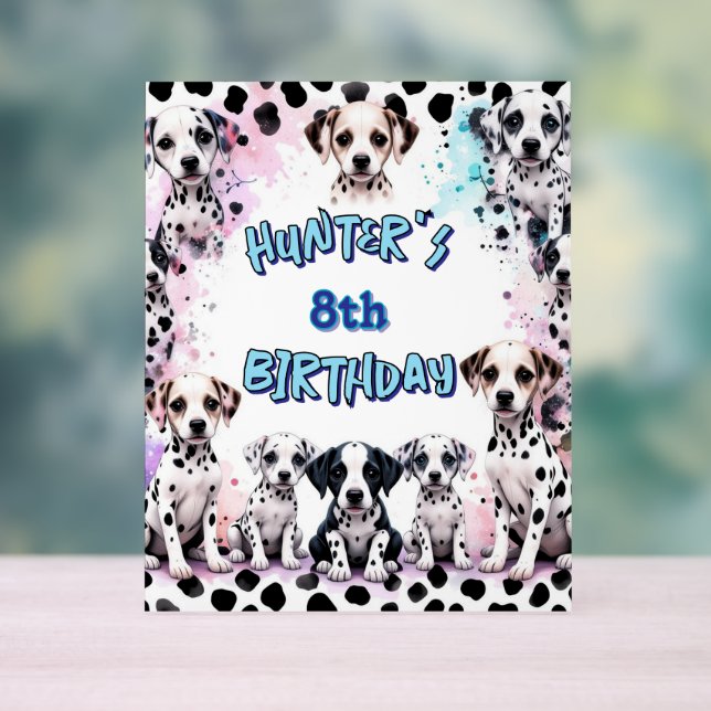 Señal Acrílica Colorful Dalmatian Puppy Birthday Party  (Neutral )