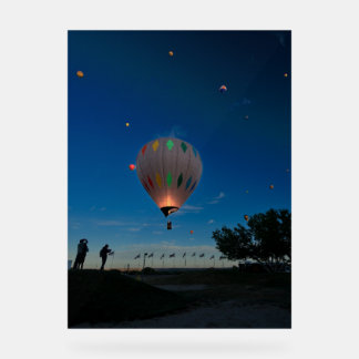 Señal Acrílica Colorful Sunrise Hot Air Balloons Festival at Dusk
