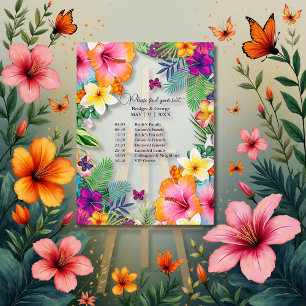 Señal Acrílica Coloridos asientos de boda floral hawaiano tropica