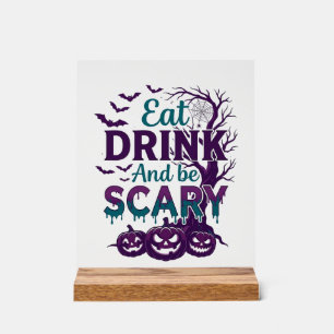 Señal Acrílica Come Bebé Sé Espantoso Halloween Arbol Espeluznant