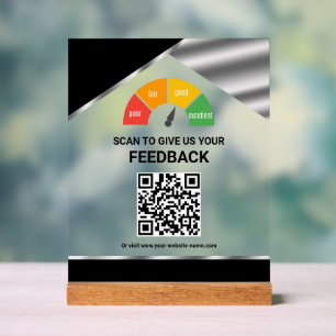 Señal Acrílica Comentarios de clientes con código QR sin contacto