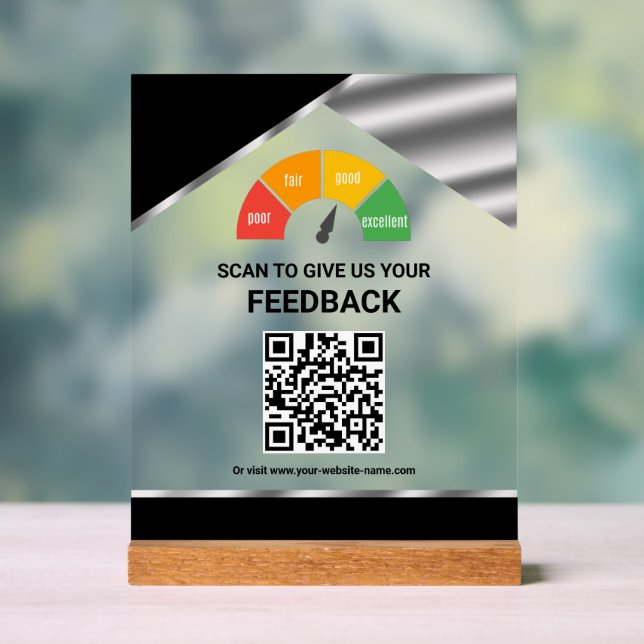 Señal Acrílica Comentarios de clientes con código QR sin contacto (Neutral )
