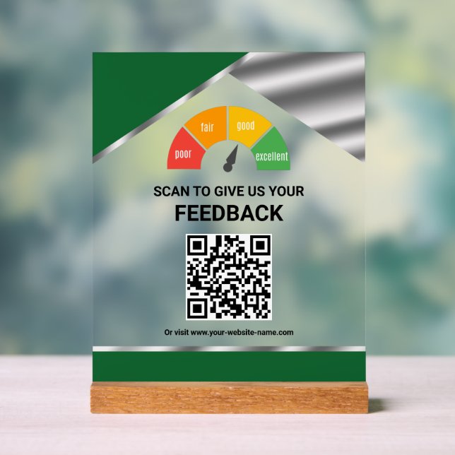 Señal Acrílica Comentarios de clientes con código QR sin contacto (Neutral )