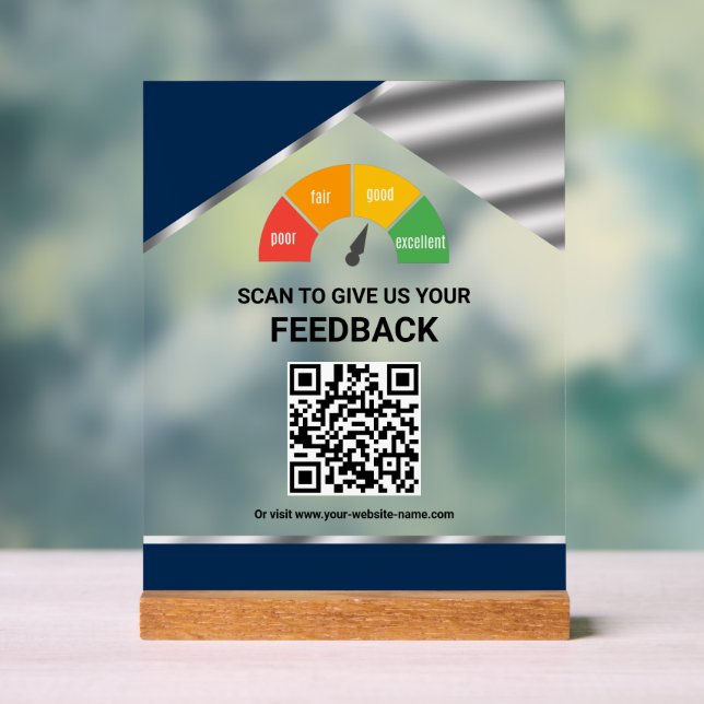 Señal Acrílica Comentarios de Clientes con Código QR sin Contacto (Neutral )