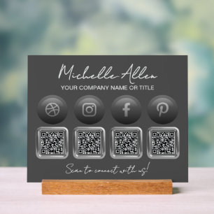 Señal Acrílica Compañía Medios Sociales Códigos QR Rótulo Acrílic