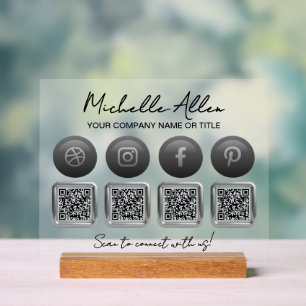 Señal Acrílica Compañía Medios Sociales Códigos QR Rótulo Acrílic
