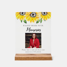 Señal Acrílica Comparte tu Recuerdos Funeral Foto Girasol