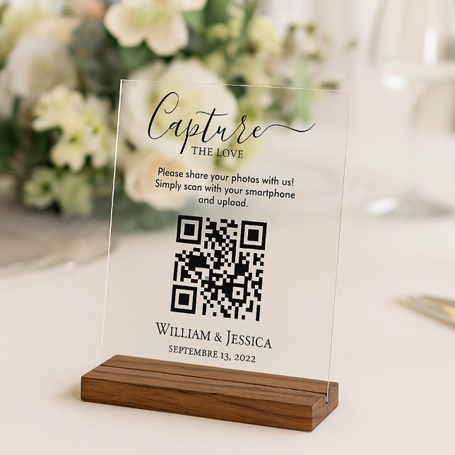 Señal Acrílica Compartir Fotos de Boda con Código QR (Subido por el creador)