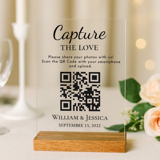 Señal Acrílica Compartir Fotos de Boda con Código QR (Subido por el creador)