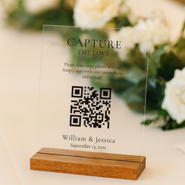 Señal Acrílica Compartir Fotos de Boda con Código QR (Subido por el creador)
