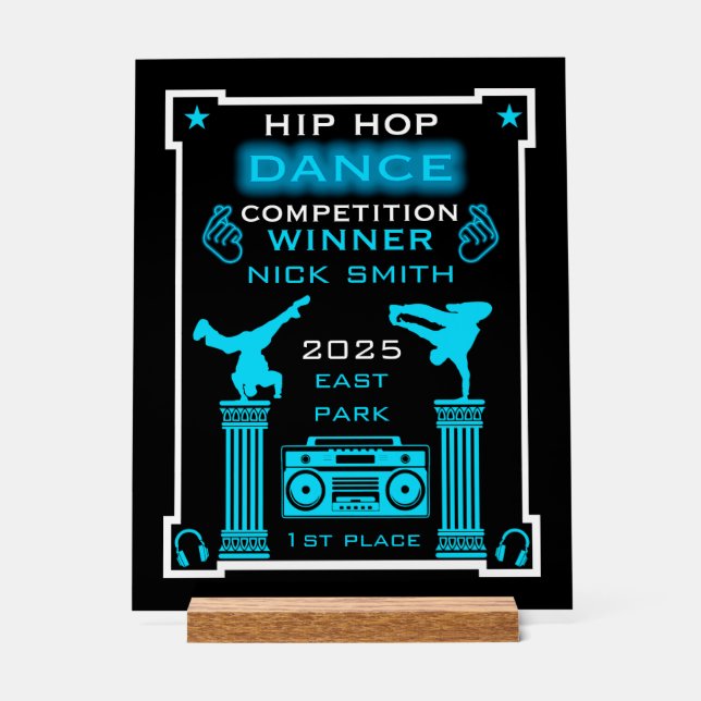 Señal Acrílica Competencia de baile Hip Hop (Anverso)