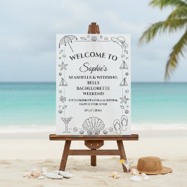 Señal Acrílica Conchas marinas y Campanas de Boda Playa Soltera