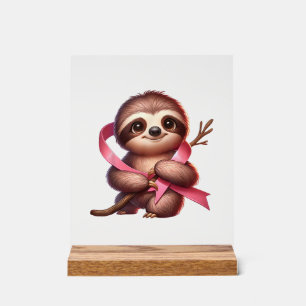 Señal Acrílica Concientización sobre el cáncer de mama Sloth lind