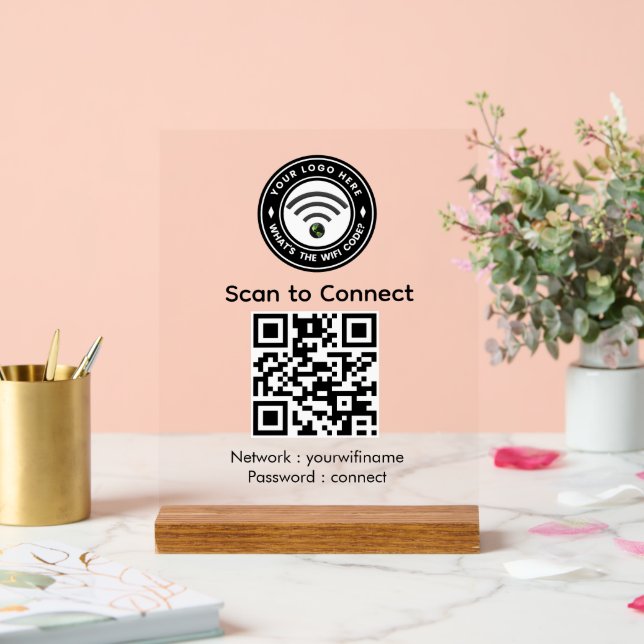 Señal Acrílica Conectar a Wi‑Fi Código QR | Wi‑Fi  (Boda)