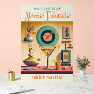 Señal Acrílica Conejo Martini Futurista Retro Atómico de Medianos