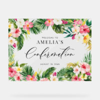 Confirmación de marco de flores tropicales de colo