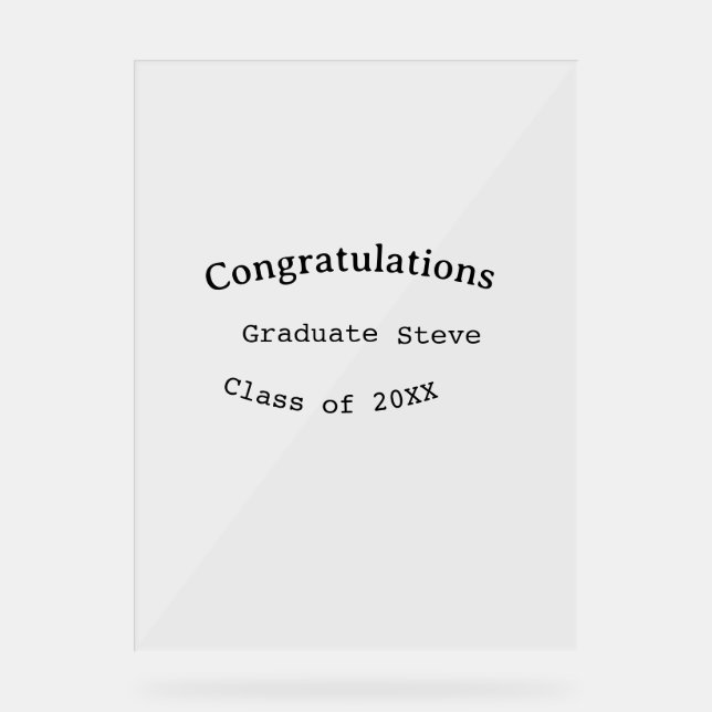 Señal Acrílica Congratulations graduate name class of 20XX type w (Anverso)