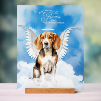 Señal Acrílica Conmemoración de Beagle Angel Dog Name Mascota