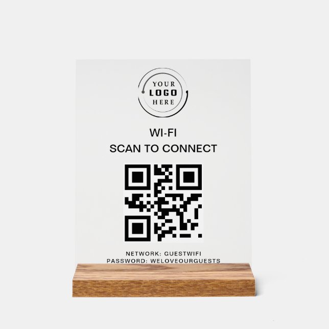 Señal Acrílica Contraseña de Wifi | Análisis de código QR para co (Anverso)