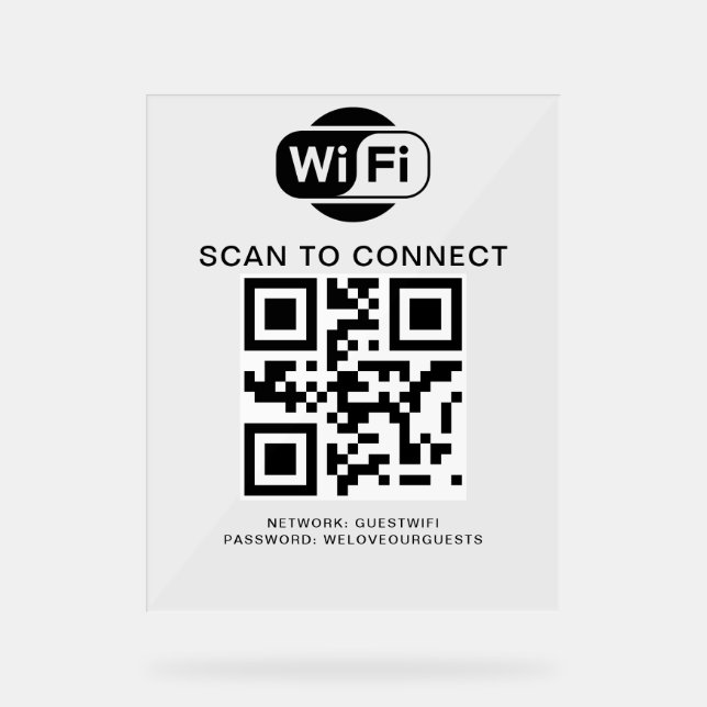 Señal Acrílica Contraseña de Wifi | Análisis de código QR para co (Anverso)