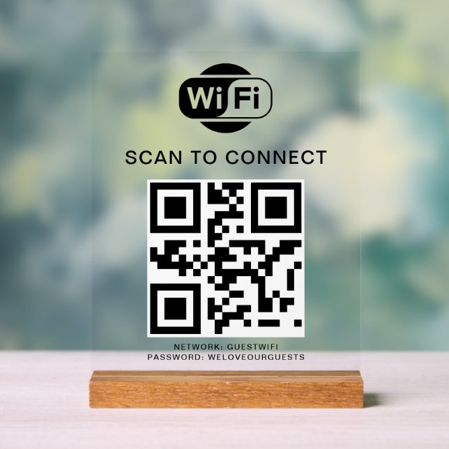 Señal Acrílica Contraseña de Wifi | Análisis de código QR para co (Neutral )