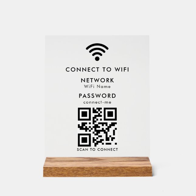 Señal Acrílica Contraseña de Wifi | Análisis de código QR para co (Anverso)