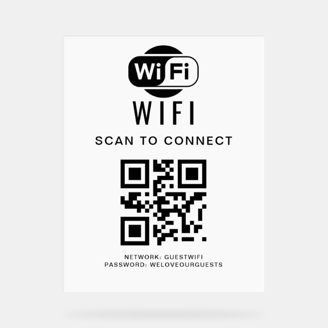 Señal Acrílica Contraseña de Wifi | Análisis de código QR para co (Anverso)