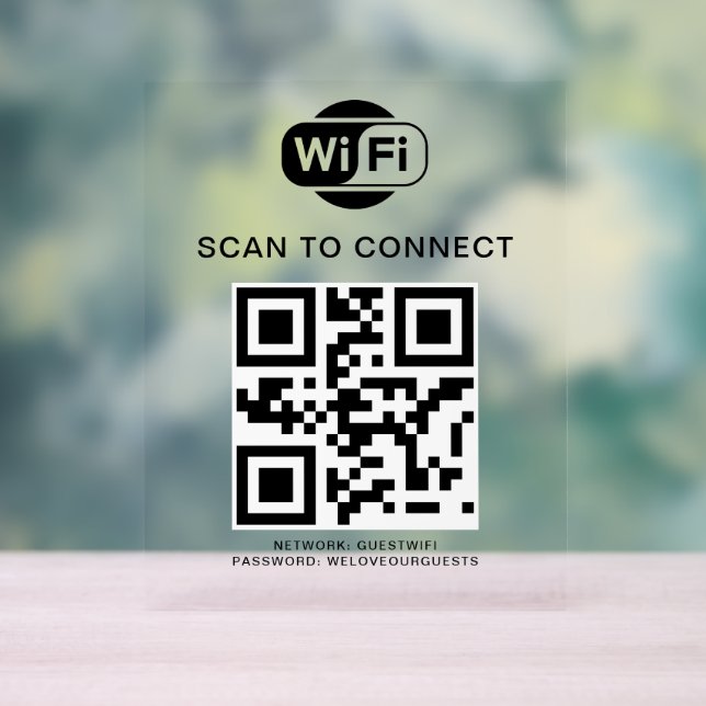 Señal Acrílica Contraseña de Wifi | Análisis de código QR para co (Neutral )