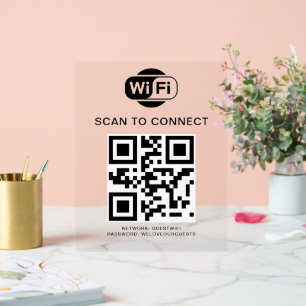 Señal Acrílica Contraseña de Wifi   Análisis de código QR para co