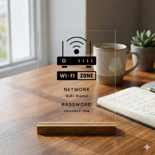 Señal Acrílica Contraseña de zona Wi-Fi simple minimalista