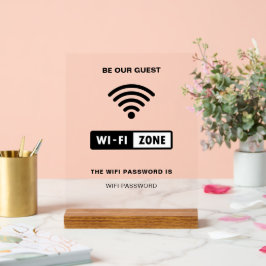 Señal Acrílica Contraseña sencilla de wifi Minimalista blanca