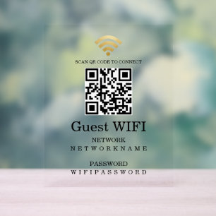 Señal Acrílica Contraseña Wifi y código QR de red personalizado