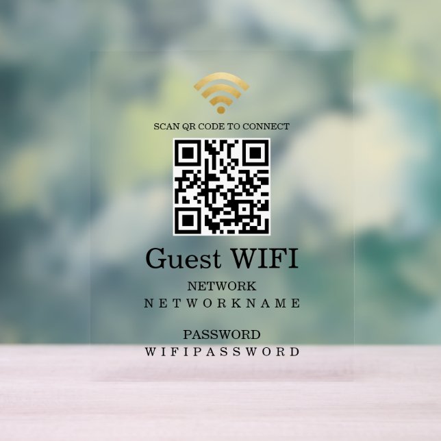 Señal Acrílica Contraseña Wifi y código QR de red personalizado (Neutral )