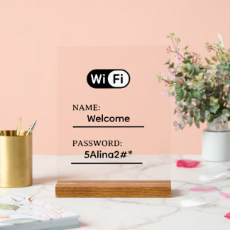 Señal Acrílica Contraseña y red Wifi empresarial simple