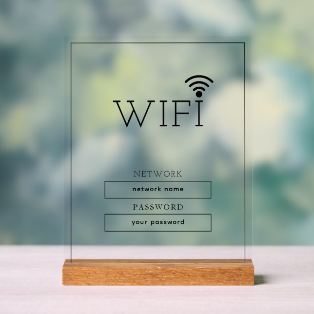 Señal Acrílica Contraseña y red Wifi empresarial simple (Neutral )