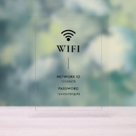 Señal Acrílica Contraseña y red Wifi empresarial simple