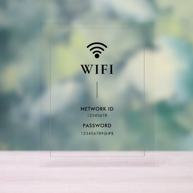 Señal Acrílica Contraseña y red Wifi empresarial simple (Neutral )