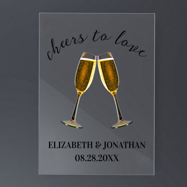 Señal Acrílica Copas de champán Brindis por amor (Subido por el creador)