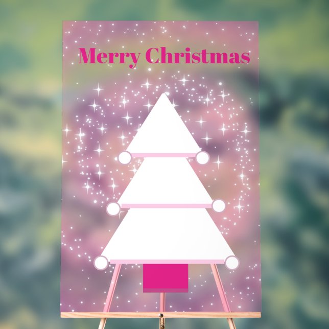 Señal Acrílica Copos de nieve rosados del árbol de Navidad (Neutral )