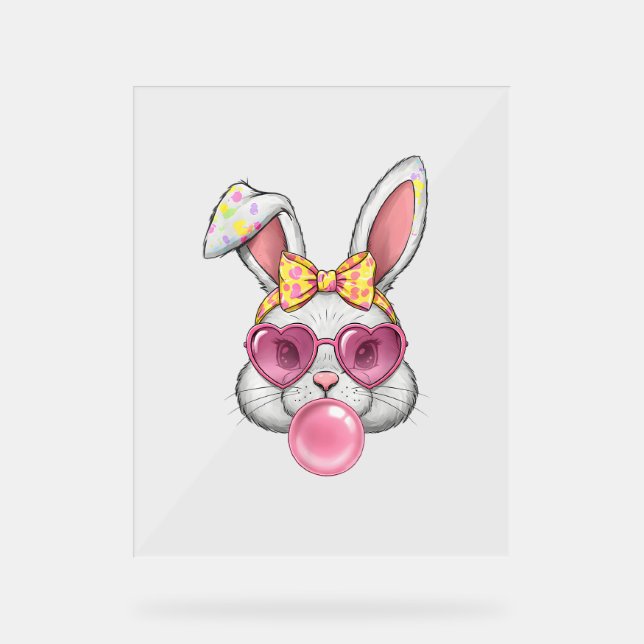 Señal Acrílica Coquette Cute Bunny Bow Easter Day Rabbit Adolesce (Anverso)