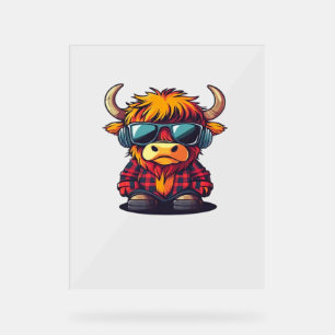 Señal Acrílica Coquette Highland Cow Bubblegum Tshirt Design, Hol