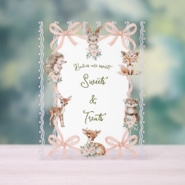 Señal Acrílica Coquette Ribbon Woodland Baby Shower Acrylic Sign