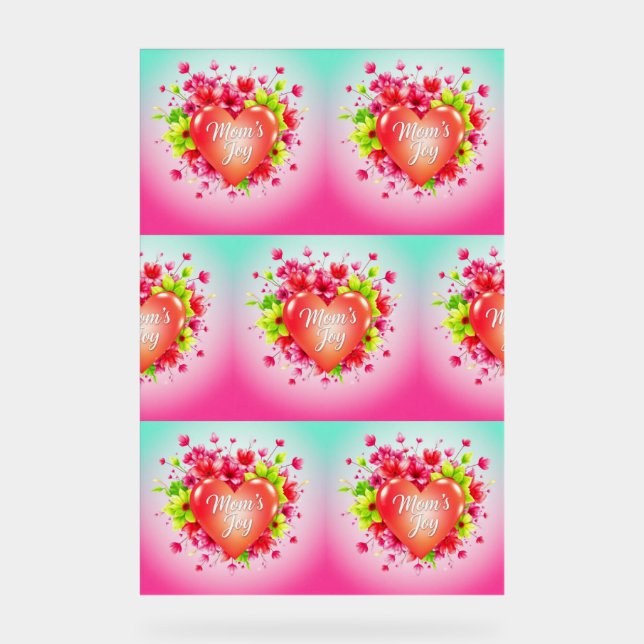 Señal Acrílica Corazón de la alegría radiante de mamá (Anverso)